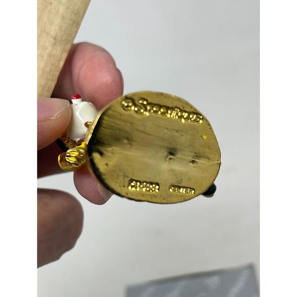 Spoontiques Pewter Gold Roller Blade Clown Swarovski Crystal Ball Miniture K1488 - Picture 4 of 6